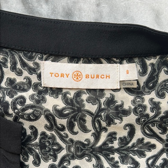 Tory Burch Jessica Black and White Demask/Paisley Silk Top | 8 - Picture 6 of 7